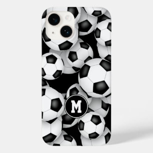Coque Pour iPhone 14 Black white équipe couleurs enfants soccer balls m