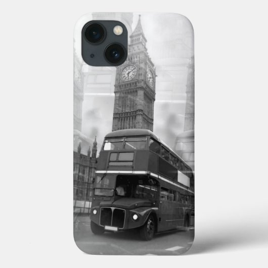 Coques Case-Mate iPhone Black White London Bus Big Ben (Verso)