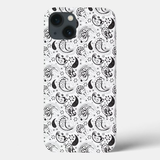 Coques Case-Mate iPhone Black & White Paisley Pattern –Elegant Textile Art (Verso)