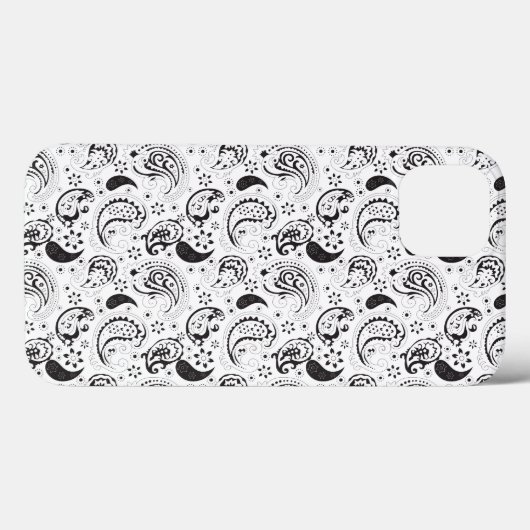 Coques Case-Mate iPhone Black & White Paisley Pattern –Elegant Textile Art (Verso (horizontal))