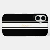 Coques Case-Mate iPhone Black White Racing Stripes Or Monogrammed Chic (Verso (horizontal))