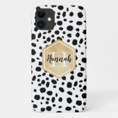 Coques Case-Mate iPhone Black White Spots Motif Gold Monogramme (Dos)