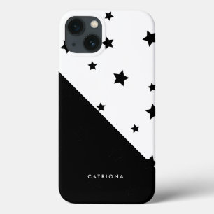 Etui iPhone 13 Black & White Stars Patten Abtract Personnalisé