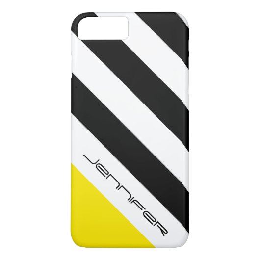 Coques Case-Mate iPhone Black, White, Yellow Stripe Chic Minimum Nom (Dos)