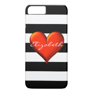 Coque Case-Mate Pour iPhone Black Wht Horiz Bande Rouge Métallurgique Monogram