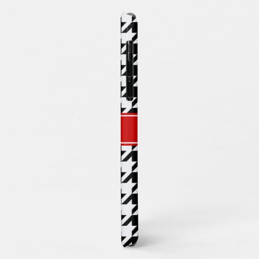 Coques Case-Mate iPhone Black Wht Houndstooth #2 Nom rouge Monogramme (Dos/Gauche)