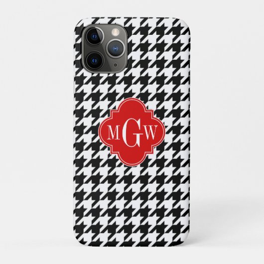 Coques Case-Mate iPhone Black Wht Houndstooth Red Quatrefoil (Dos)