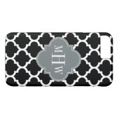 Coques Case-Mate iPhone Black Wht Moroccan #5 Charcoal 3 Monogram initial (Dos (Horizontal))