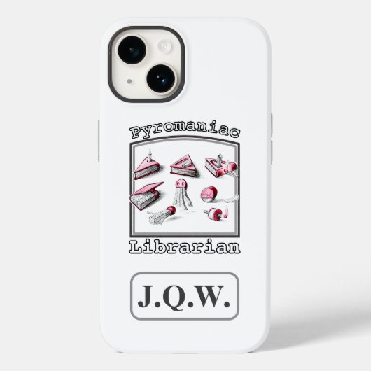 Coques Case-Mate iPhone Blanc Ajouter trois initiales Pyromaniaque Bibliot (Verso)