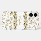 Coques Case-Mate iPhone Blanc Argent Or Diamant Fleur Bijou (Verso (horizontal))