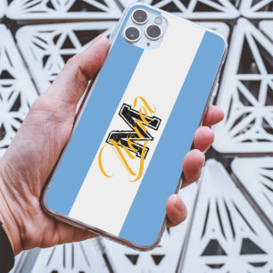 Case-Mate iPhone Case blanc & bleu Bande colorée Nom personnalisé monogr