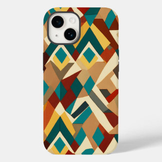 Coque Pour iPhone 14 blanc brun et bleu noir petites lignes