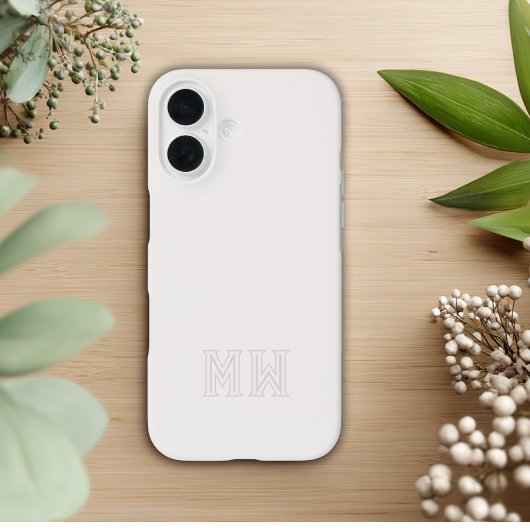 Coques Case-Mate iPhone Blanc cassé gris initiales monogramme simple minim