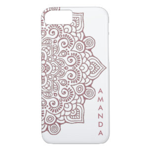 Case-Mate iPhone Case Blanc complexe de mandala de dentelle d'or rose