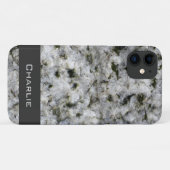 Coques Case-Mate iPhone Blanc de roche de granit avec le nom (Dos (Horizontal))
