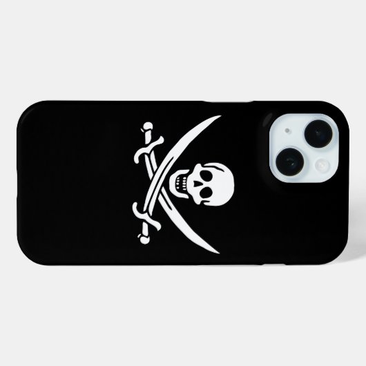 Coques Case-Mate iPhone Blanc, Drapeau Pirate Calico Jack, Crâne & Cutlass (Verso (horizontal))