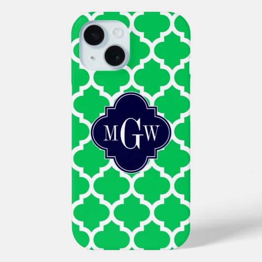Coques Case-Mate iPhone Blanc Emeraude Marocain #5 Navy 3 Monogramme Initi (Verso)