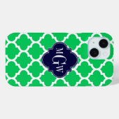 Coques Case-Mate iPhone Blanc Emeraude Marocain #5 Navy 3 Monogramme Initi (Verso (horizontal))