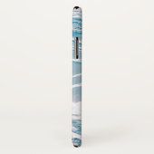 Coques Case-Mate iPhone Blanc et bleu Faux Marbre Moderne Personnalisé (Dos/Droite)