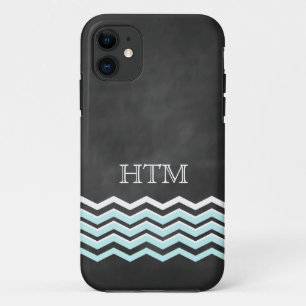 Coque iPhone 11 Blanc et cas de l'iPhone 5 de Chevron de turquoise