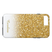Coques Case-Mate iPhone Blanc et parties scintillantes d'or, (Dos (Horizontal))
