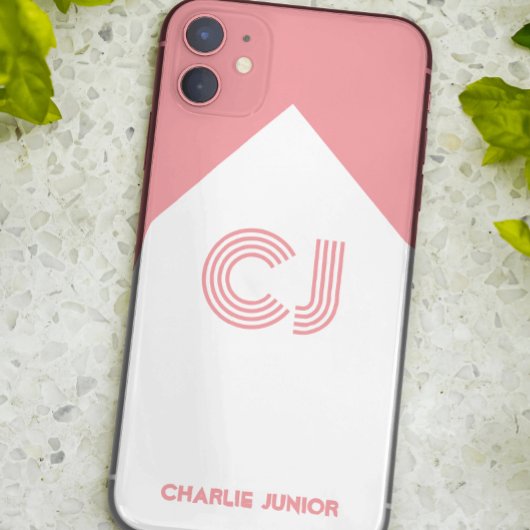 Coques Case-Mate iPhone blanc et rose roux Stylish Monogramme