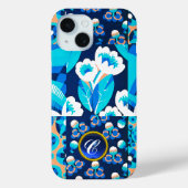 COQUES Case-Mate iPhone BLANC HAWAII FLEURS BLEUES BOULEVERS MONOGRAMME FL (Verso)