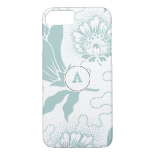 Case-Mate iPhone Case Blanc Lumière Turquoise Monogramme Floral Vintage