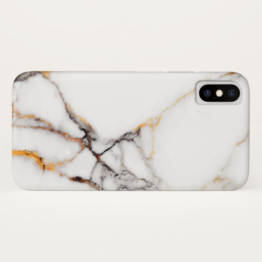 Coques Case-Mate iPhone Blanc Marbré Avec Du Grain (Dos (Horizontal))