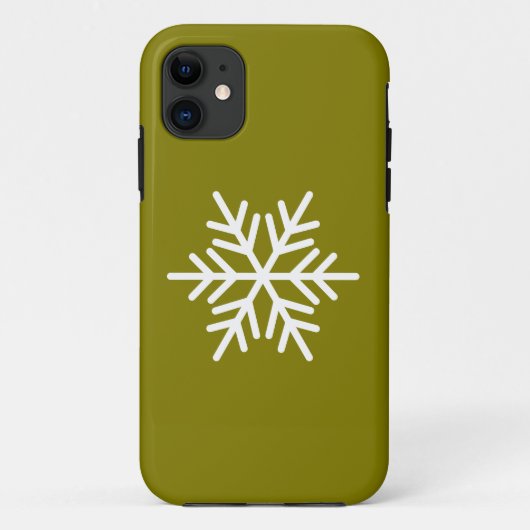 Coques Case-Mate iPhone Blanc Moderne Flocon de Neige Nordique sur Olive D (Dos)