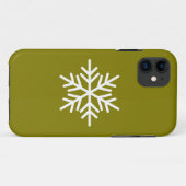 Coques Case-Mate iPhone Blanc Moderne Flocon de Neige Nordique sur Olive D (Dos (Horizontal))