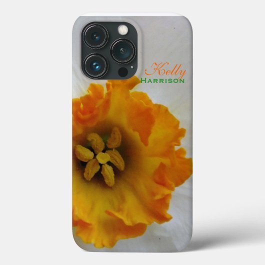 Coques Case-Mate iPhone Blanc N Orange Daffodique Personnalisé (Verso)