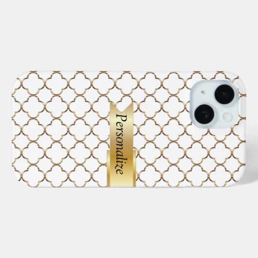 Coques Case-Mate iPhone Blanc & Or Marocain | Nom do-it-yourself (Verso (horizontal))