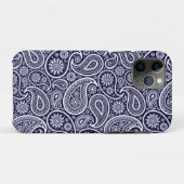 Coques Case-Mate iPhone Blanc sur bleu marine Rétro Motif Paisley (Dos (Horizontal))