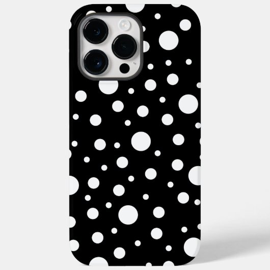 Coques Case-Mate iPhone Blanc sur le Motif de points Polka Noir (Verso)