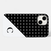Coques Case-Mate iPhone Blanc sur noir Polka Motif Monogramme (Verso (horizontal))