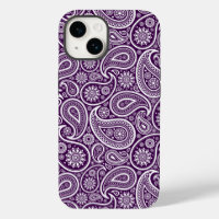 Blanc sur violet Retro Motif Paisley