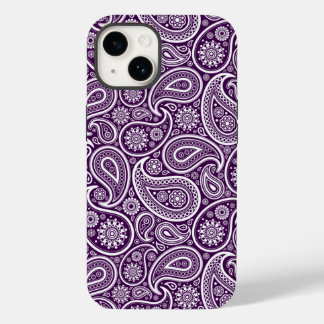 Coques Pour iPhone Blanc sur violet Retro Motif Paisley