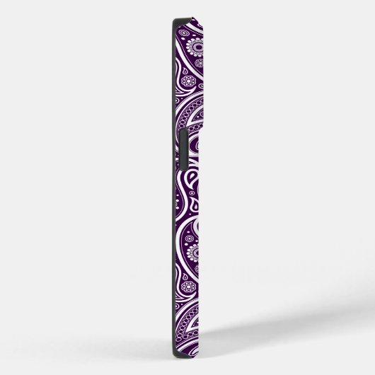 Coques Case-Mate iPhone Blanc sur violet Retro Motif Paisley (Verso / Droite)