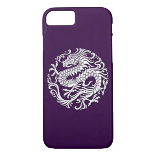 Coque iPhone 8/7 Blanc traditionnel sur le cercle chinois pourpre