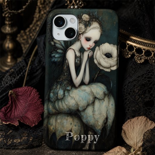 Coques Case-Mate iPhone Blanche Fée Gothique Fleur Personnalisée Whimsgoth