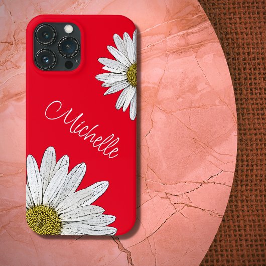 Coques Case-Mate iPhone Blancs marguerites Whimsical Floral Rouge