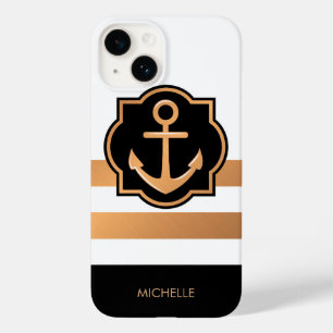 Coque Pour iPhone 14 Blancs noirs et dorés