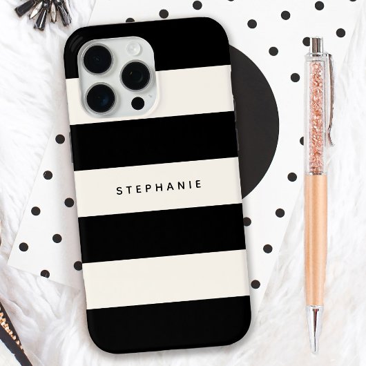 Coques Case-Mate iPhone Blancs noirs et lunettes avec nom
