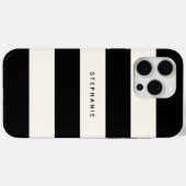 Coques Case-Mate iPhone Blancs noirs et lunettes avec nom (Verso (horizontal))