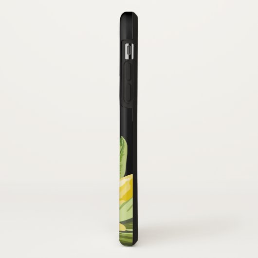 Coques Case-Mate iPhone Blancs noirs Fleurs jaunes (Dos/Gauche)