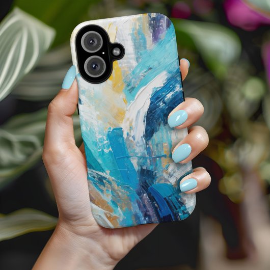 Coques Case-Mate iPhone Bleu Abstrait Brush Strokes Art moderne