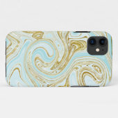 Coques Case-Mate iPhone Bleu Abstrait Parties scintillant or chic élégant (Dos (Horizontal))