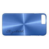 Coques Case-Mate iPhone Bleu acier inoxydable look métallique (Dos (Horizontal))