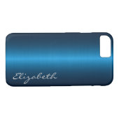 Coques Case-Mate iPhone Bleu acier inoxydable look métallique (Dos (Horizontal))